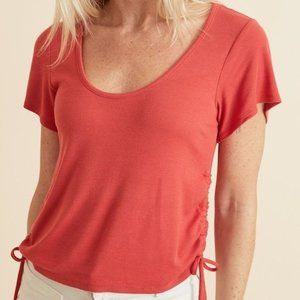 Marine Layer Lexi Ribbed Cinch Top in Baked Apple (XS)